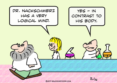 Cartoon: body contrast mind scientist log (medium) by rmay tagged body,contrast,mind,scientist,logical