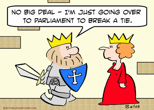Cartoon: break tie king parliament sword (medium) by rmay tagged break,tie,king,parliament,sword