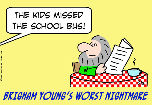 Cartoon: brigham young school bus (medium) by rmay tagged brigham,young,school,bus