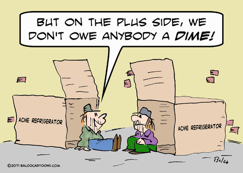 Cartoon: bums crates owe dime (medium) by rmay tagged bums,crates,owe,dime