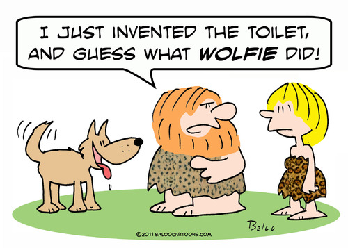 Cartoon: cameman wolf invent toilet (medium) by rmay tagged cameman,wolf,invent,toilet