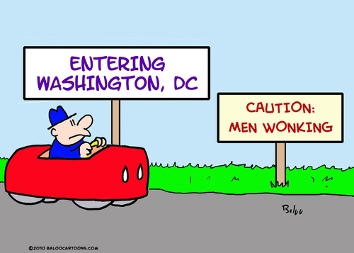 Cartoon: caution men wonking (medium) by rmay tagged caution,men,wonking