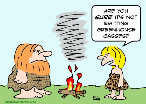 Cartoon: caveman fire greenhouse gases (medium) by rmay tagged caveman,fire,greenhouse,gases