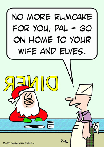 Cartoon: christmas santa home wife elves (medium) by rmay tagged christmas,santa,home,wife,elves