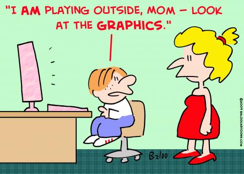 Cartoon: computer graphics playing outsid (medium) by rmay tagged computer,graphics,playing,outside