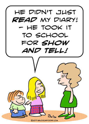 Cartoon: diary school show and tell girl (medium) by rmay tagged diary,school,show,and,tell,girl