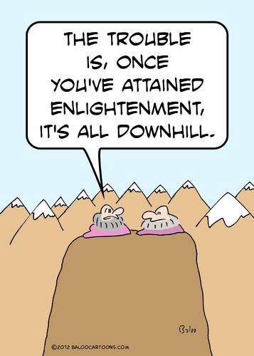 Cartoon: downhill enlightenment gurus (medium) by rmay tagged downhill,enlightenment,gurus
