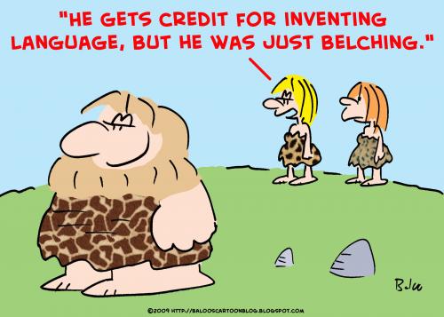 Cartoon: inventing language belching cave (medium) by rmay tagged inventing,language,belching,cave