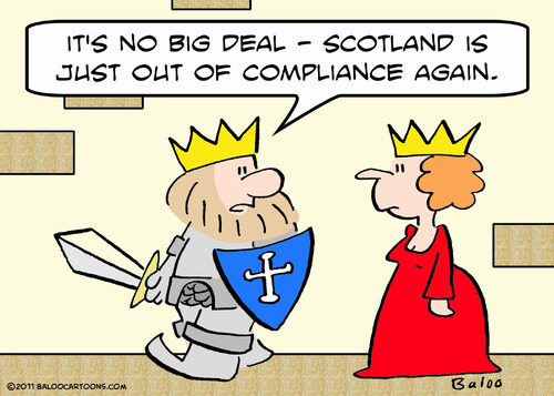 Cartoon: king scotland queen compliance (medium) by rmay tagged king,scotland,queen,compliance