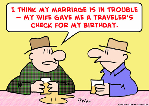 Cartoon: marriage travelers checks (medium) by rmay tagged marriage,travelers,checks