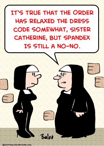 Cartoon: nuns spandex dress code (medium) by rmay tagged nuns,spandex,dress,code