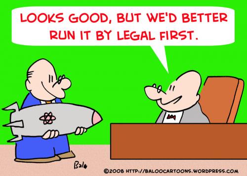 Cartoon: RUN BOMB BY LEGAL (medium) by rmay tagged run,bomb,by,legal