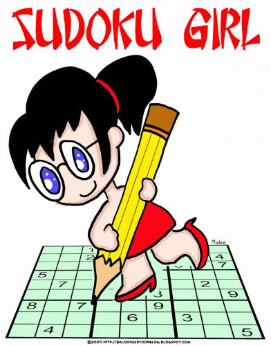 Cartoon: Sudoku girl (medium) by rmay tagged sudoku,girl,games