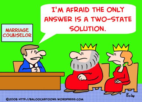 Cartoon: TWO-STATE SOLUTION KING QUEEN (medium) by rmay tagged two,state,solution,king,queen