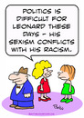 Cartoon: conflicts sexism racism politics (small) by rmay tagged conflicts,sexism,racism,politics