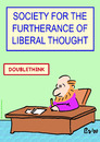 Cartoon: doublethink liberal thought (small) by rmay tagged doublethink,liberal,thought