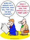 Cartoon: fiat lux chrysler merge obama (small) by rmay tagged fiat,lux,chrysler,merge,obama
