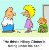 Cartoon: Hillary hiding under bed (small) by rmay tagged hillary clinton